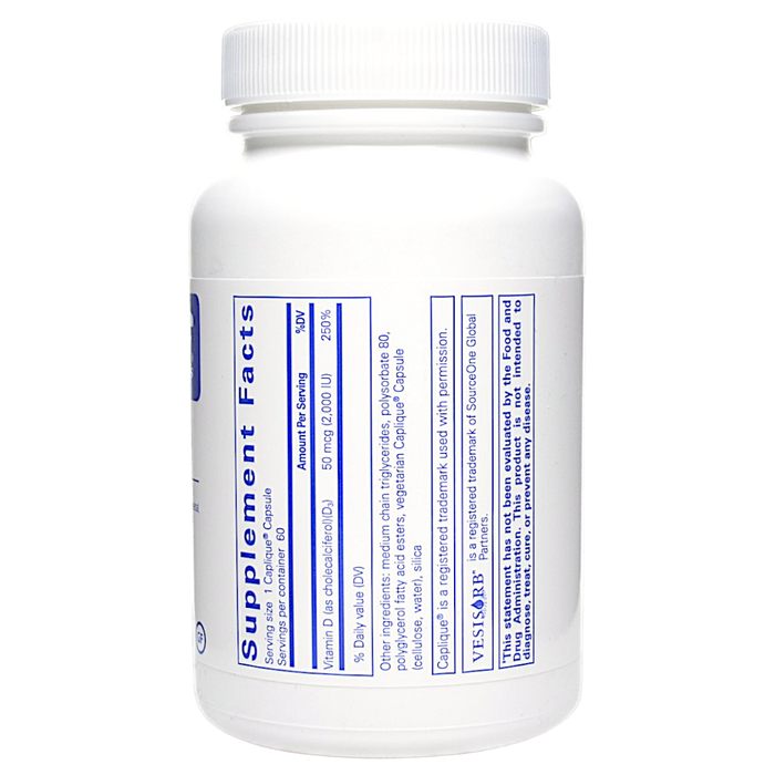 Pure Encapsulations' Vitamin D3 VESIsorb 60 capsules Supplement Facts