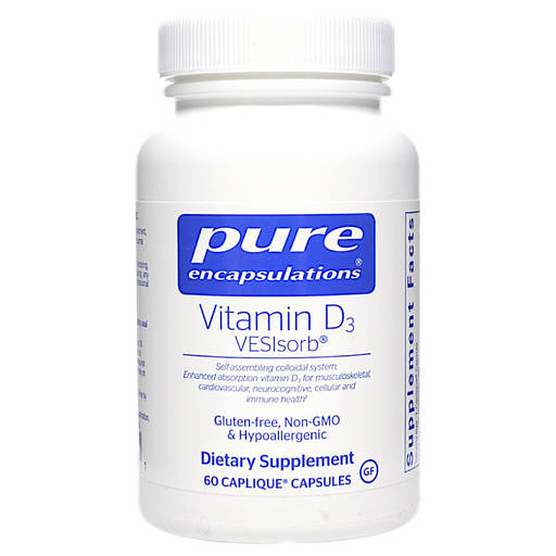 Bottle of Pure Encapsulations' Vitamin D3 VESIsorb 60 capsules
