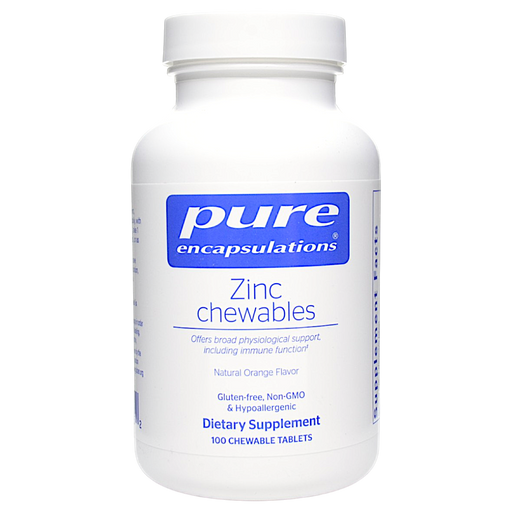 Bottle of Pure Encapsulations' Zinc Chewables 100 tablets