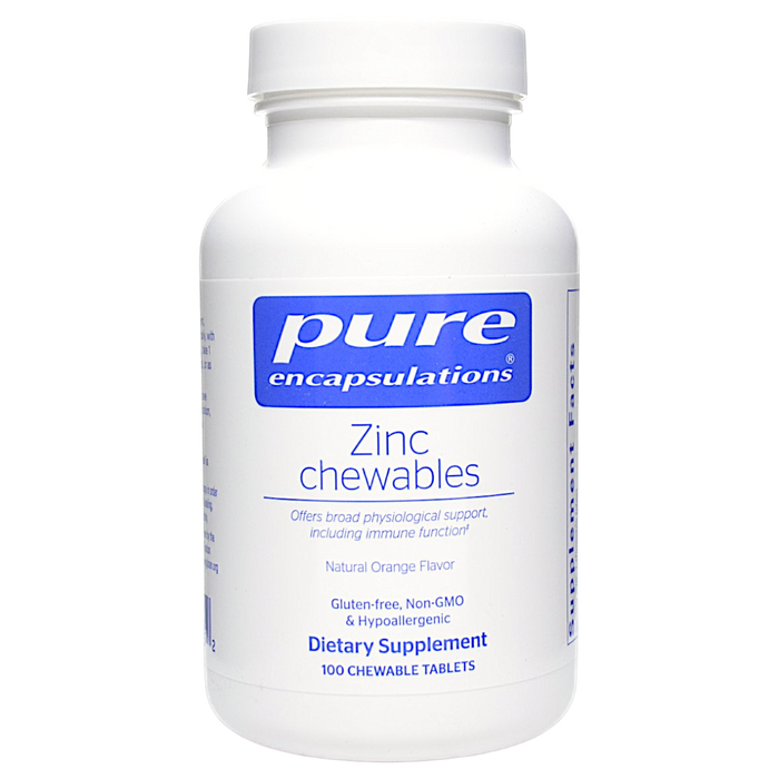 Bottle of Pure Encapsulations' Zinc Chewables 100 tablets