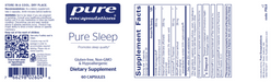 Pure Sleep Capsules 60 Capsules by Pure Encapsulations information label
