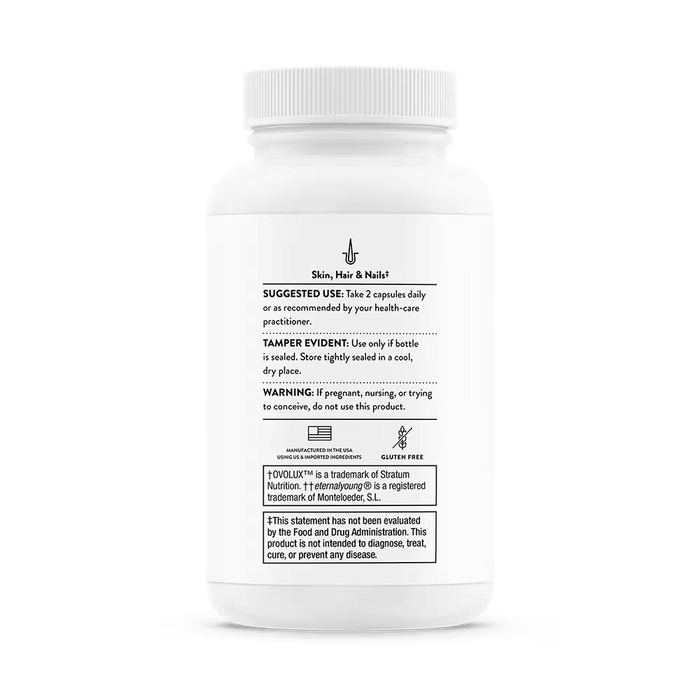 Radiant Skin Complex 60 Capsules by Thorne supplement facts label