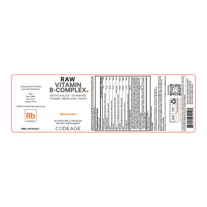 Raw Vitamin B Complex 60 Capsules by CodeAge information label
