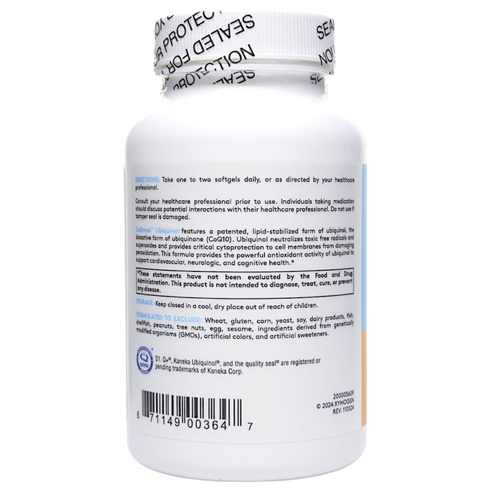 Recommendations label image of CoQmax Ubiquinol 200 mg 60 Softgels by Xymogen