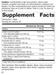 supplement fact label