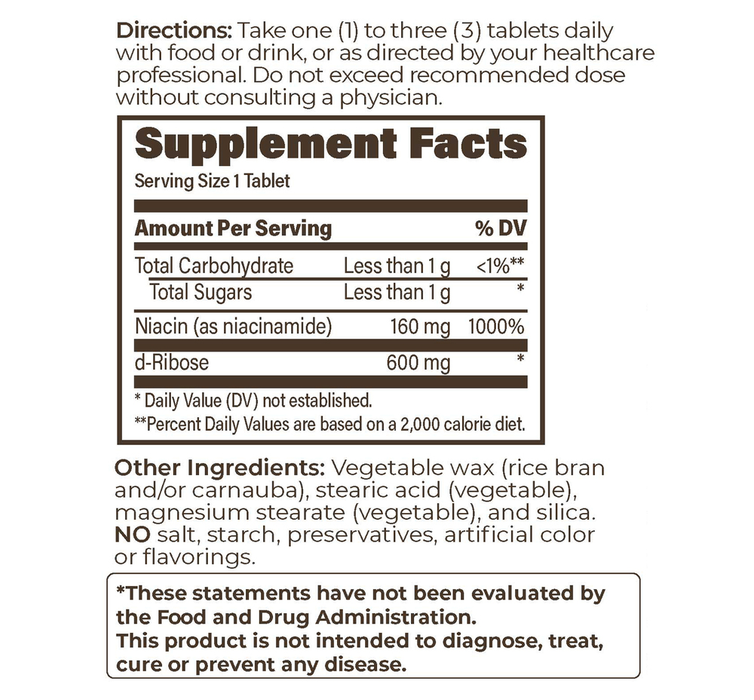 RiaGev-SR 90 Tablets by Endurance Products supplement facts label
