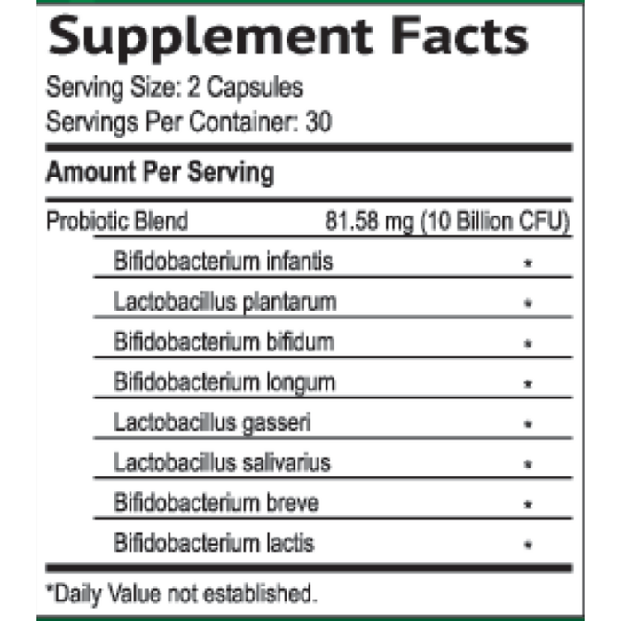 midge Sensitive Probiotic supplement bottle, clean-label gut health formula - Supplement Facts