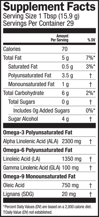Seriously Delicious Chocolate Mint Essential Woman 16 oz by Barlean's Organic Oils supplement facts label