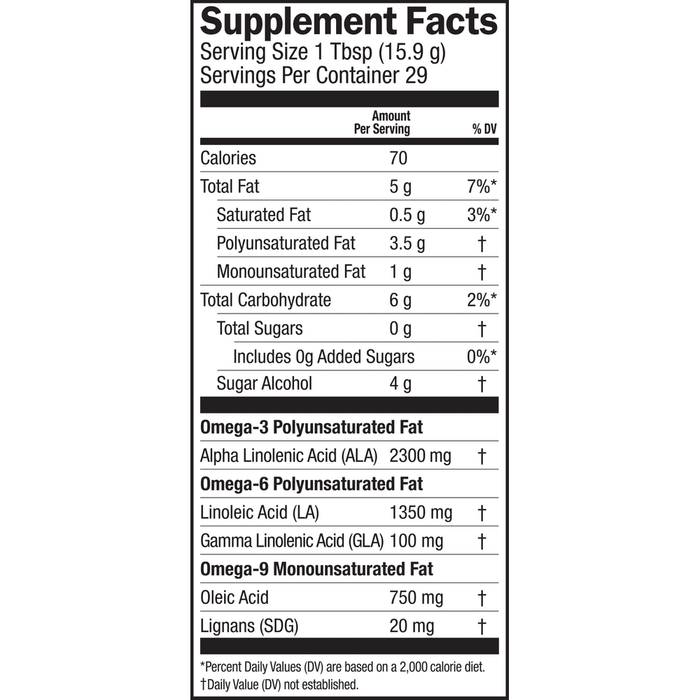 Seriously Delicious Chocolate Mint Essential Woman 16 oz by Barlean's Organic Oils supplement facts label