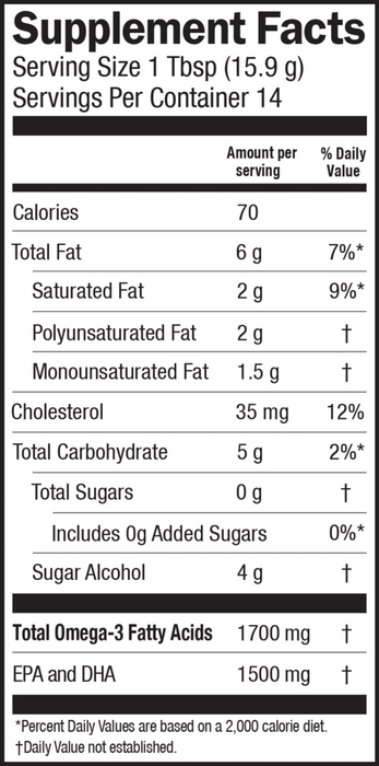 Seriously Delicious High Potency Key Lime Pie 16 oz by Barlean's Organic Oils supplement facts label