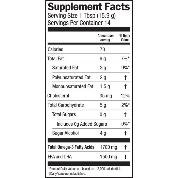 Seriously Delicious High Potency Key Lime Pie 16 oz by Barlean's Organic Oils supplement facts label