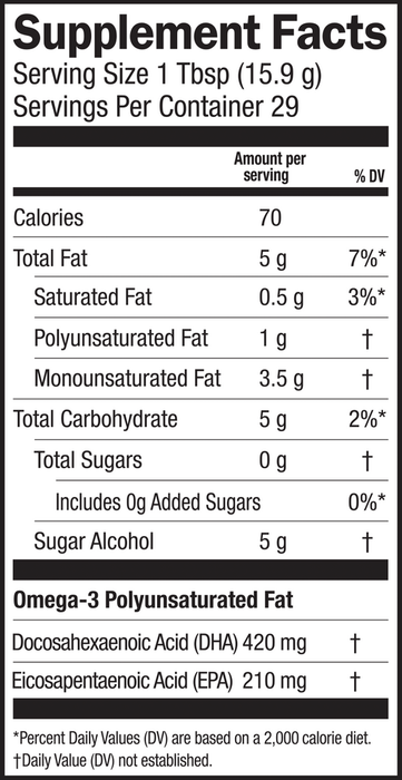 Seriously Delicious Omega-3 from Algae Oil Pink Lemonade supplement facts label