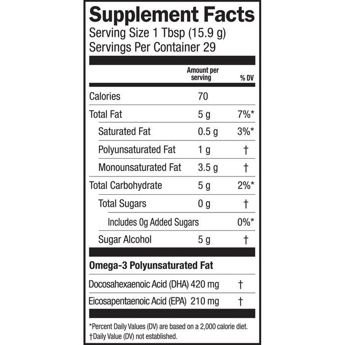 Seriously Delicious Omega-3 from Algae Oil Pink Lemonade supplement facts label