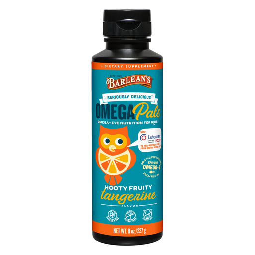 Seriously Delicious Omega Pals Hooty Fruity Tangerine Fish Oil + Eye Nutrition 8 oz by Barlean's Organic Oils