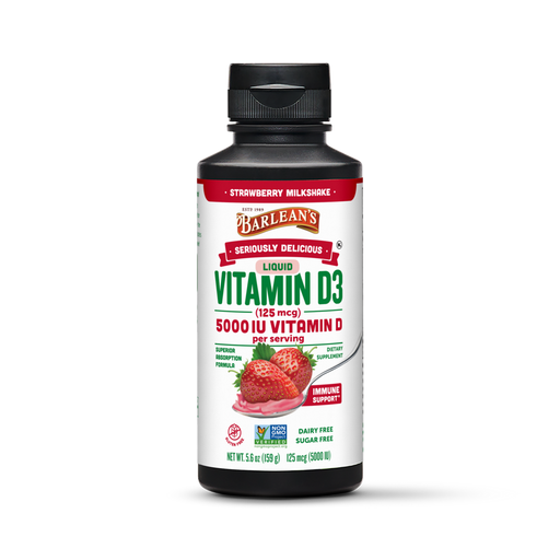 Seriously Delicious Vitamin D3 Strawberry Milkshake 5.6 oz by Barlean's Organic Oils