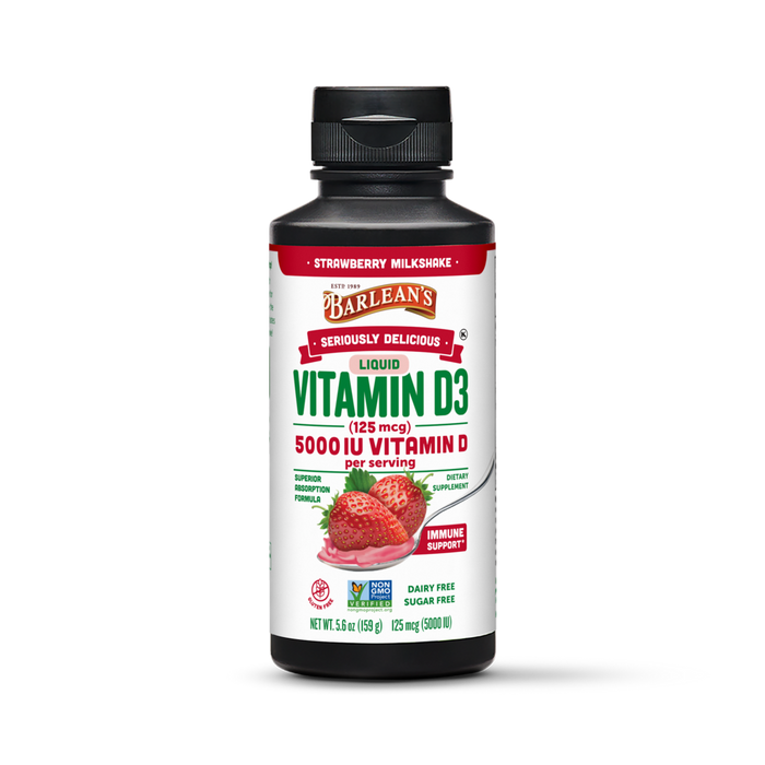Seriously Delicious Vitamin D3 Strawberry Milkshake 5.6 oz by Barlean's Organic Oils