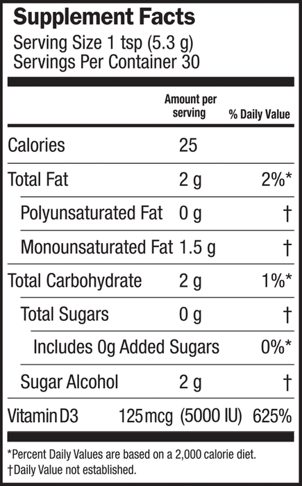Seriously Delicious Vitamin D3 Strawberry Milkshake 5.6 oz by Barlean's Organic Oils supplement facts label