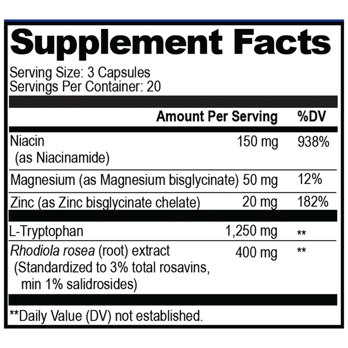 Serotonin Brain Food 60 Capsules by Natural Stacks supplement facts label 