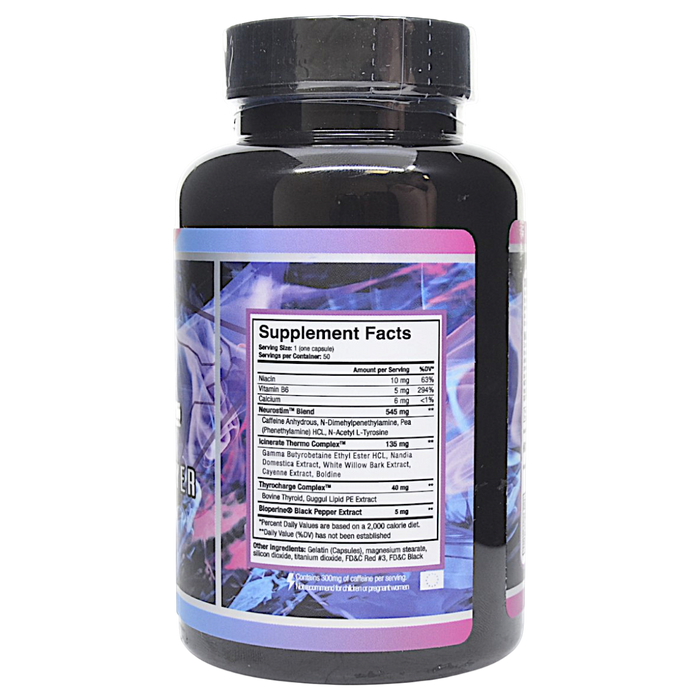 Project AD's Shredabull 50 capsules supplement facts label