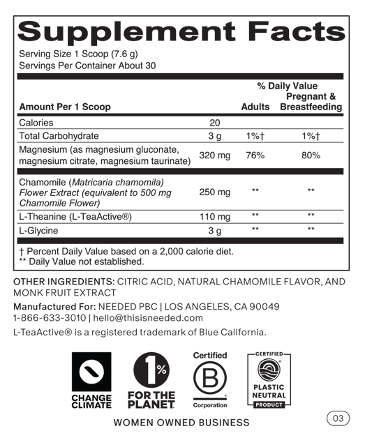 Sleep + Relaxation Support 222 g by Needed