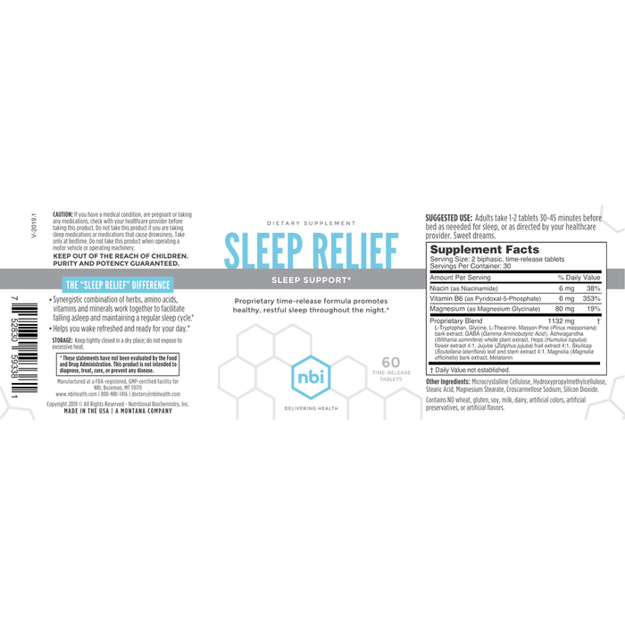 Sleep Relief 60 Tablets by NBI Supplement Facts