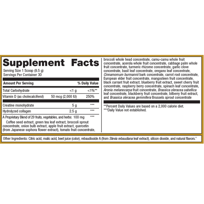 StayStrong+ Brain & Body 30 Servings by Metagenics supplement facts label