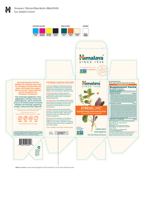 StressCare 120 Capsules by Himalaya Wellness information label
