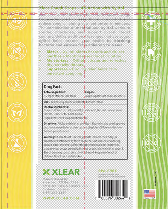 Sugar Free Cough Drops 30 Lozenges by Xlear back of packaging description label