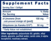 Super-Absorbable CoQ10 50mg 60 Softgels by Life Extension supplement facts label