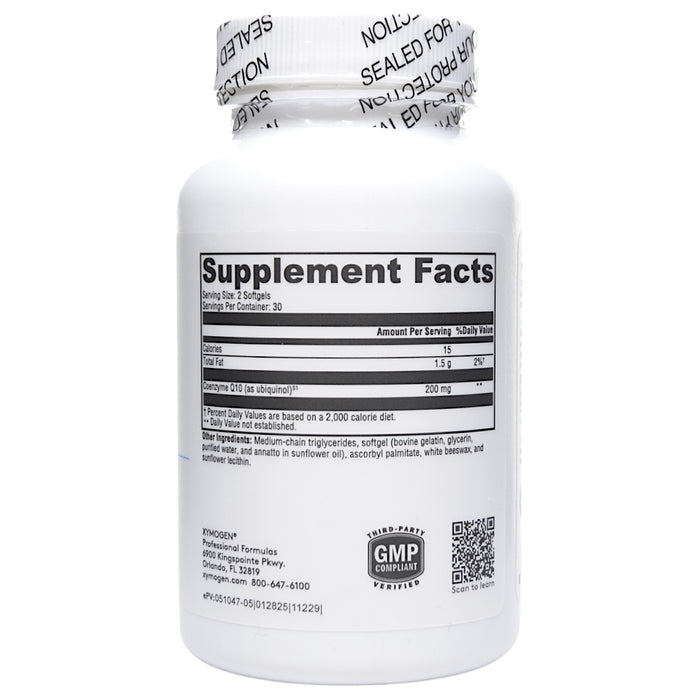 Supplement Facts image of CoQmax Ubiquinol 200 mg 60 Softgels by Xymogen