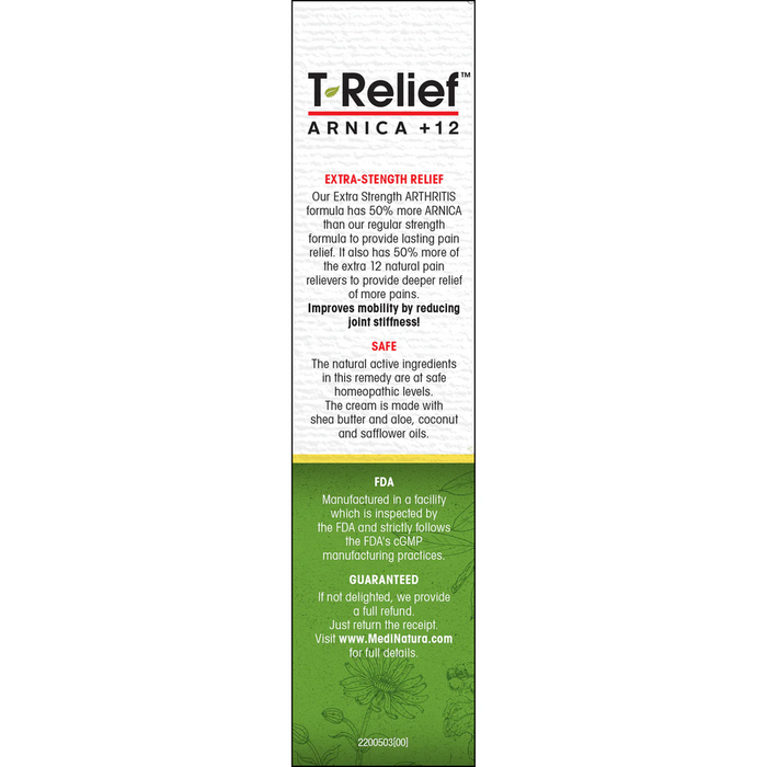 T-Relief Arthritis Extra Strength Cream side supplement facts

