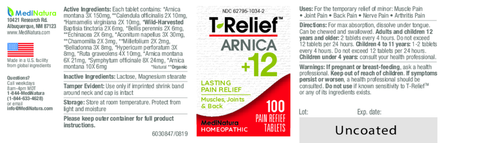 T-Relief Extra Strength Pain Relief 100 Tablets by MediNatura supplement facts
 