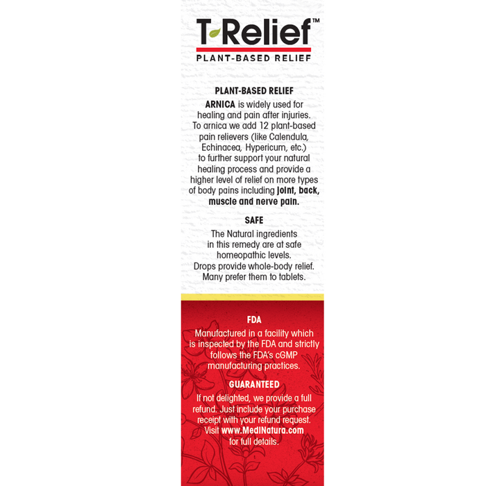 T-Relief Pain Tablets 100 Tablets by MediNatura information label
