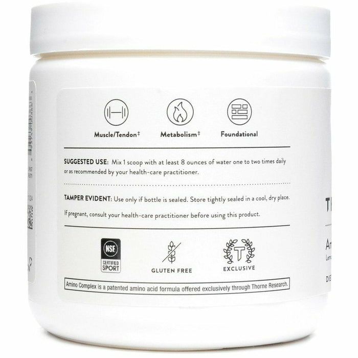 White supplement container with black text and icons on a white background