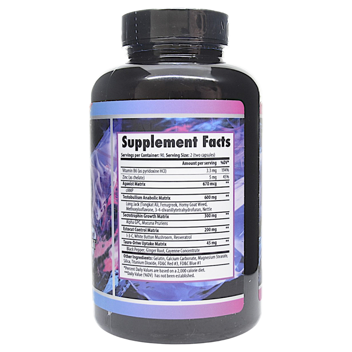 Project AD's Tauro Test 180 capsules supplement facts label