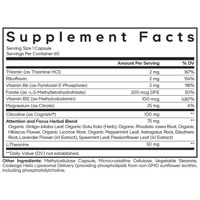 Teen Multivitamin 30 Capsules by CodeAge supplement facts label
