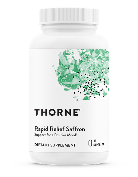 Bottle of Thorne's Rapid Relief Saffron 30 capsules