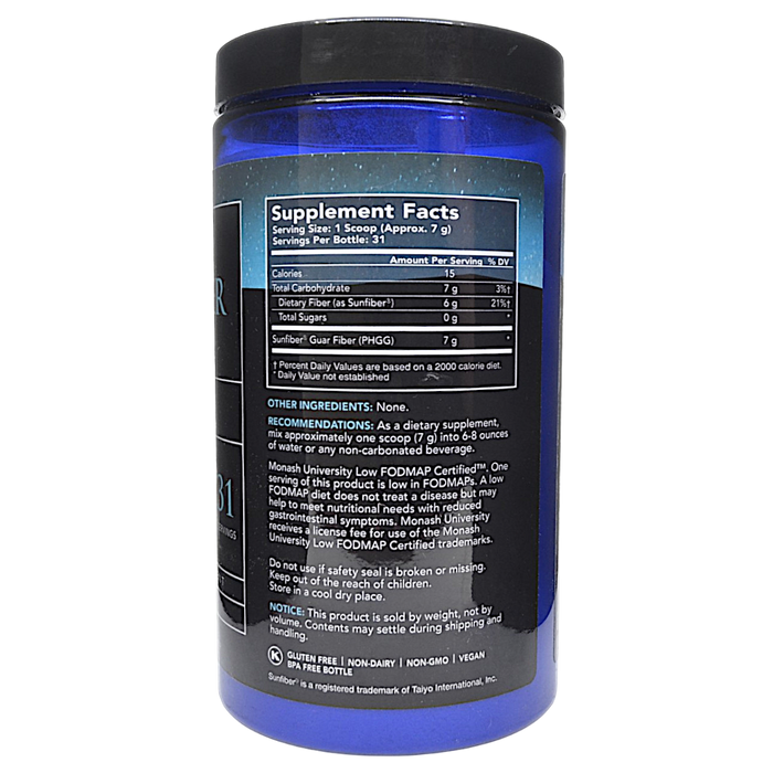 Tomorrow's Nutrition's SunFiber 7.4 oz supplement facts