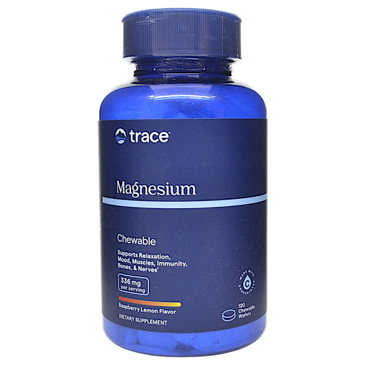 Bottle of Trace Minerals Research's Magnesium 120 chewable wafers
