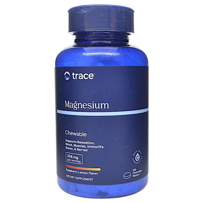 Bottle of Trace Minerals Research's Magnesium 120 chewable wafers