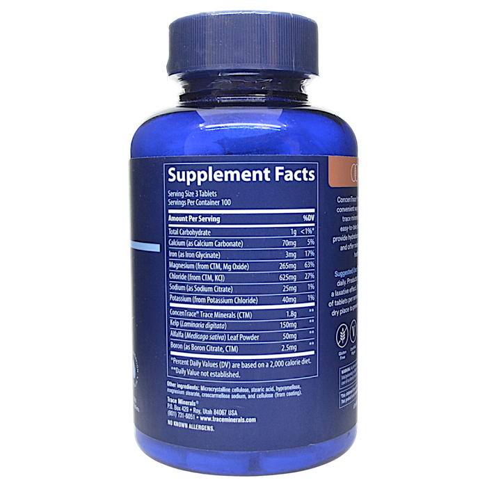 Trace Minerals Research's Trace Mineral Tablets 300 tabs Supplement Facts