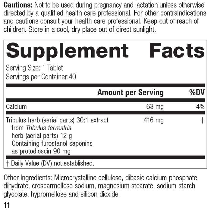 Tribulus, 40 Tablets, Rev 10 Supplement Facts