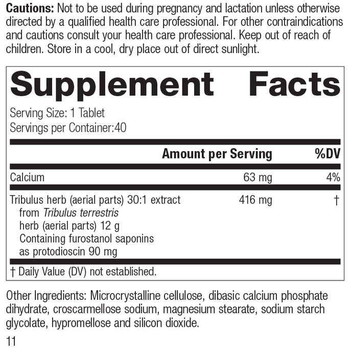 Tribulus, 40 Tablets, Rev 10 Supplement Facts