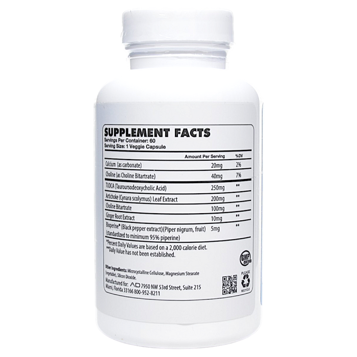 Project AD's Tudca 60 capsules supplement facts label