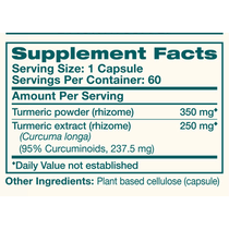 Turmeric 95 120 Capsules by Himalaya Wellness supplement facts
