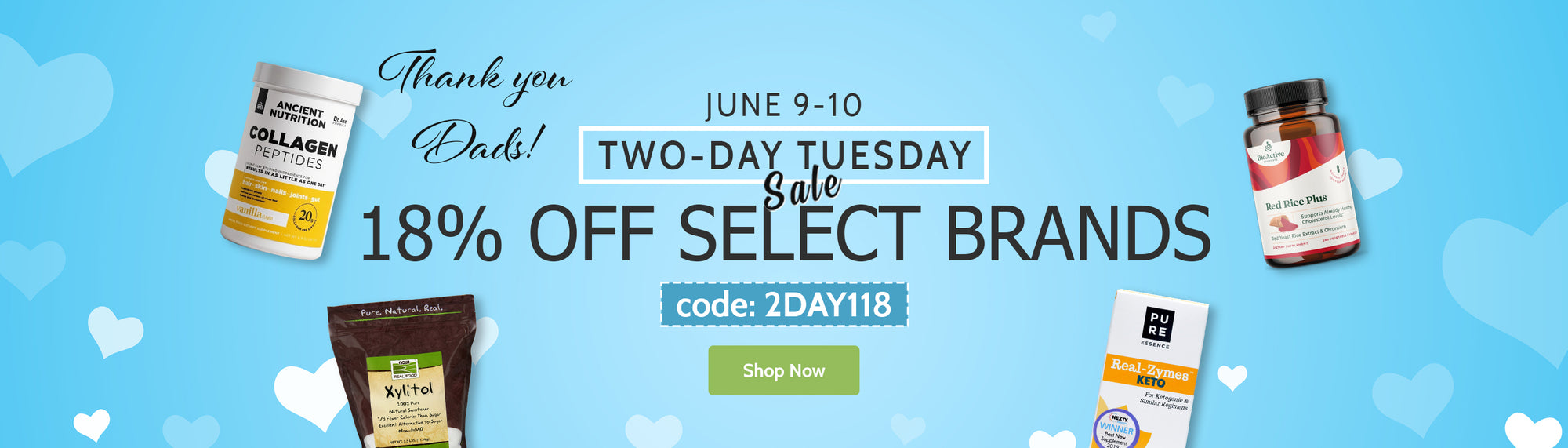 Promotional banner for a two-day sale with discounts on select brands, featuring product images and a call to action button.