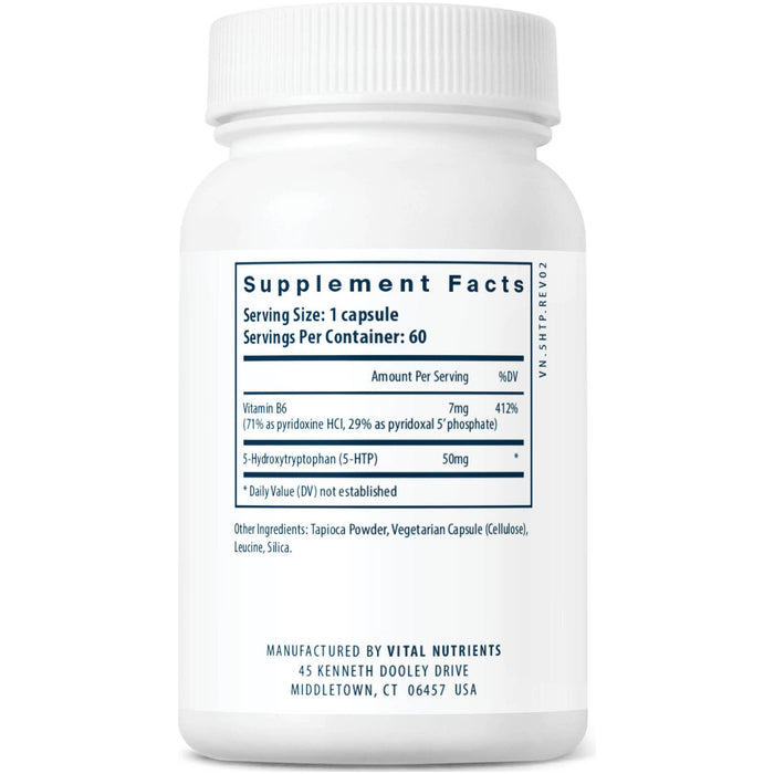 Supplement Facts 5-HTP 50 mg 60 vcaps