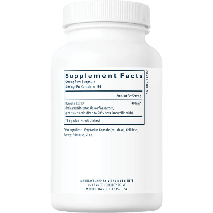 Supplement Facts Boswellia Extract 400 mg 90 vcaps