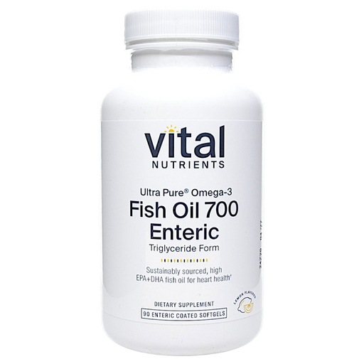Bottle of Vital Nutrients's Ultra Pure Fish Oil 700 Enteric 90 softgels