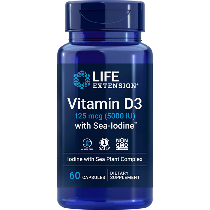 Vitamin D3 with Sea-Iodine 5000 60 Capsules by Life Extension